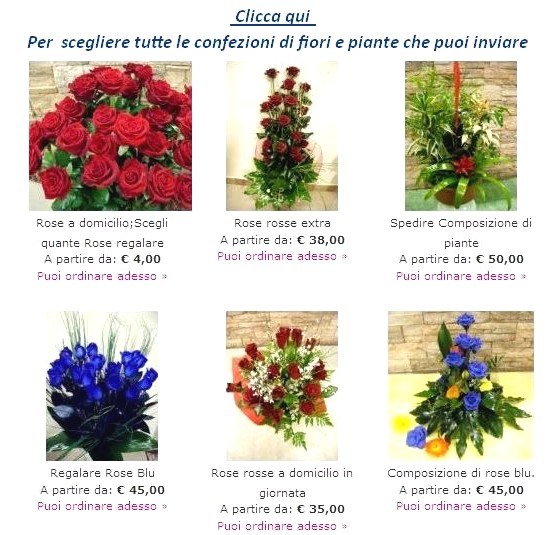 Clicca per vedere tutte le composizioni 
di fiori che puoi inviare a TORINO